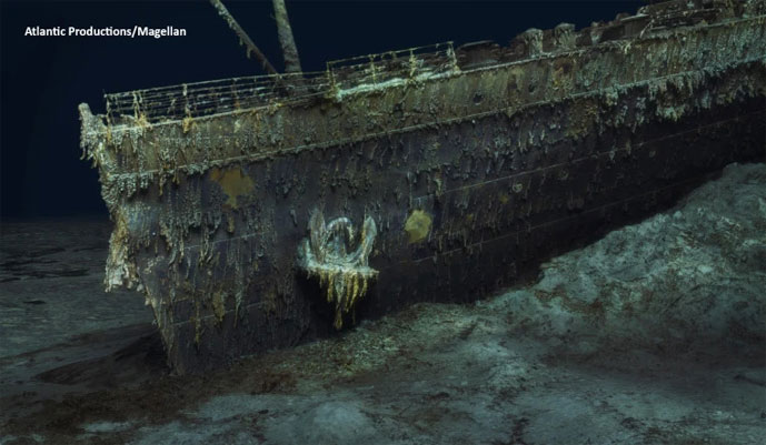 Titanic at a depth of approximately 13,000 feet